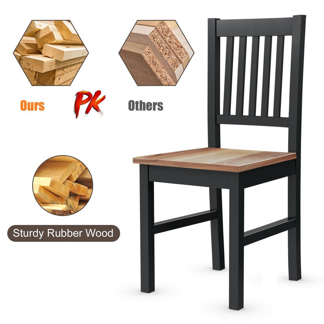 Giantex Set of 4 Wood Dining Chairs, Whitesburg Dining Room Side Chair w/ Wide Seat,Black - Giantexus