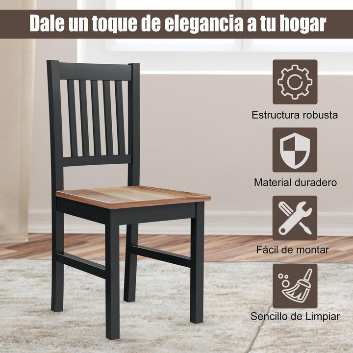 Giantex Set of 4 Wood Dining Chairs, Whitesburg Dining Room Side Chair w/ Wide Seat,Black - Giantexus