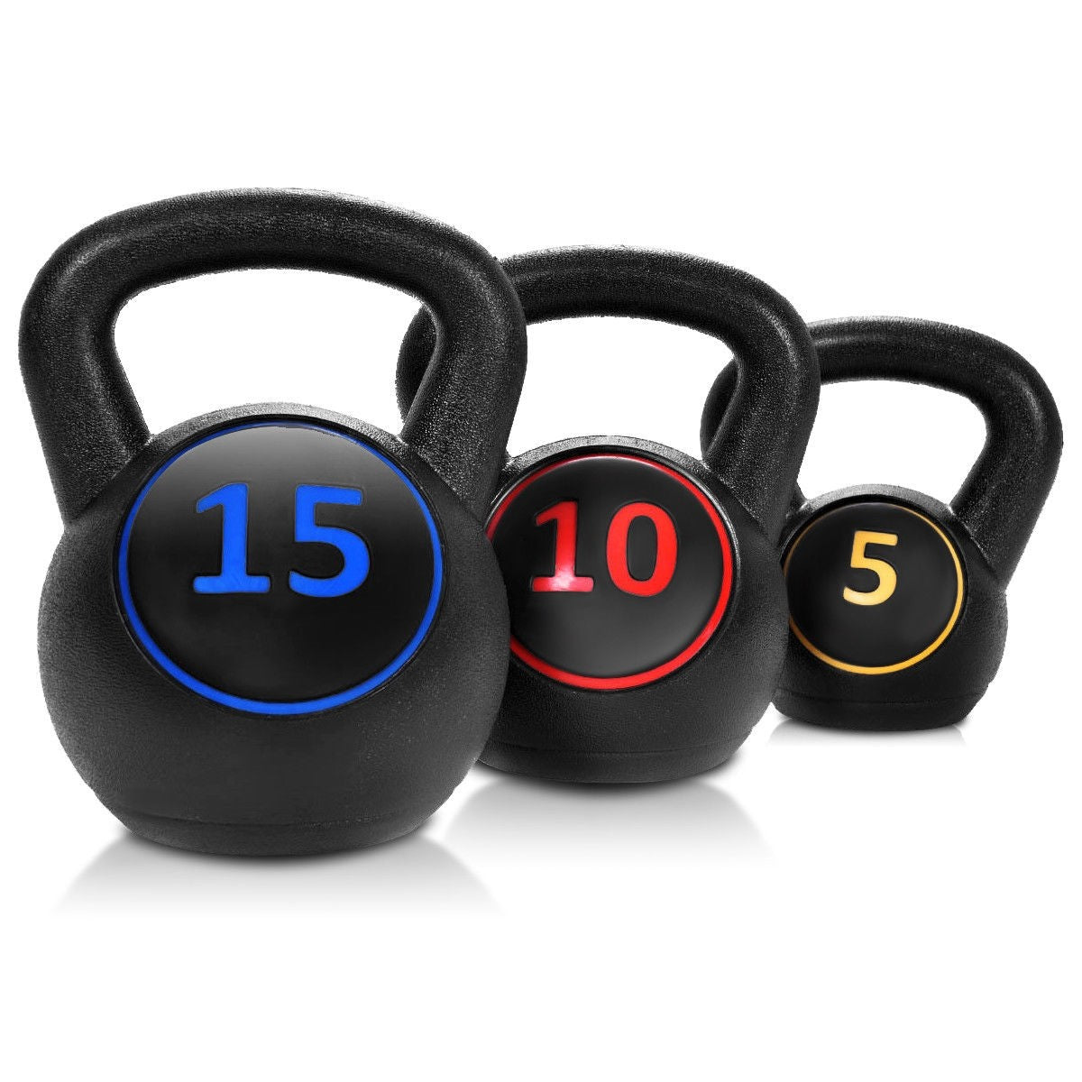 Giantex 3-Piece Kettlebell Weights Set, Weight Available 5,10,15 lbs????o?Black - Giantexus