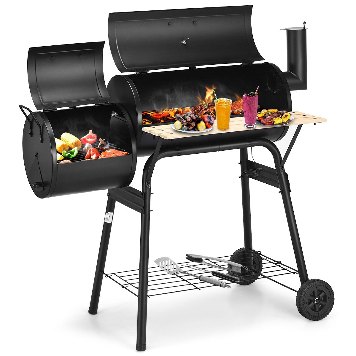 BBQ Charcoal Grill with Offset Smoker - Giantexus