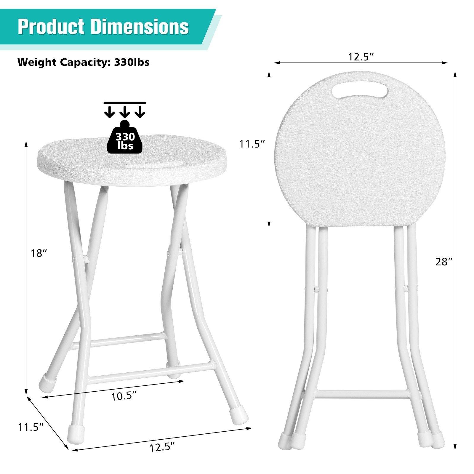 Set of 4 Folding Stool, Round Foldable Bar Stools - Giantexus
