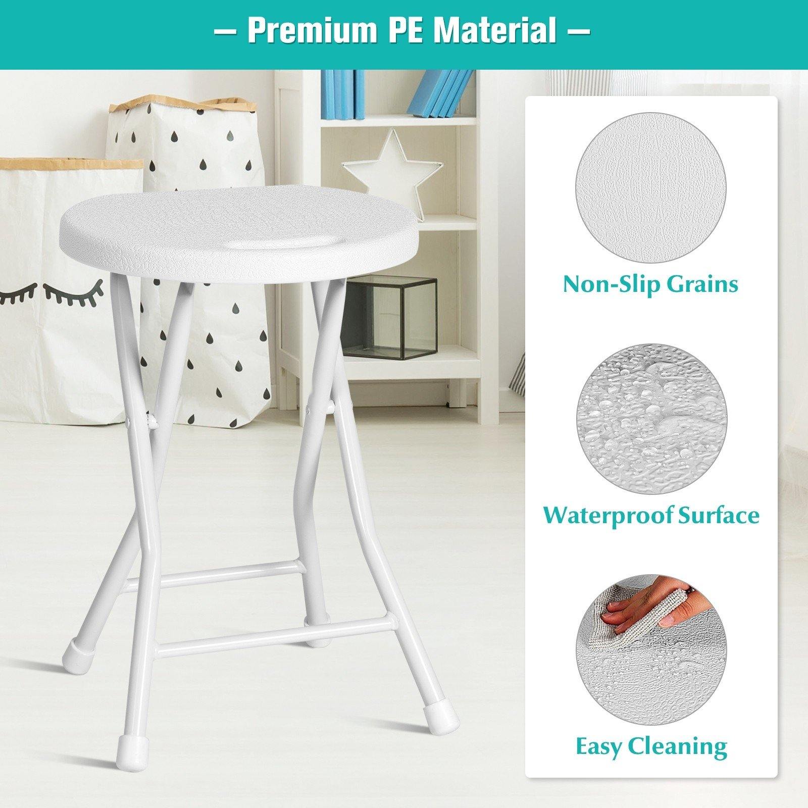 Set of 4 Folding Stool, Round Foldable Bar Stools - Giantexus
