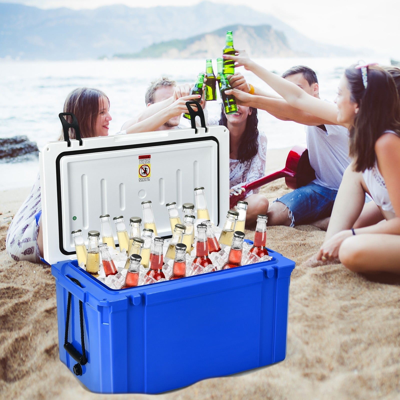 Giantex Portable Cooler, 3-4 Days Camping Ice Chest, 79/58 Quart