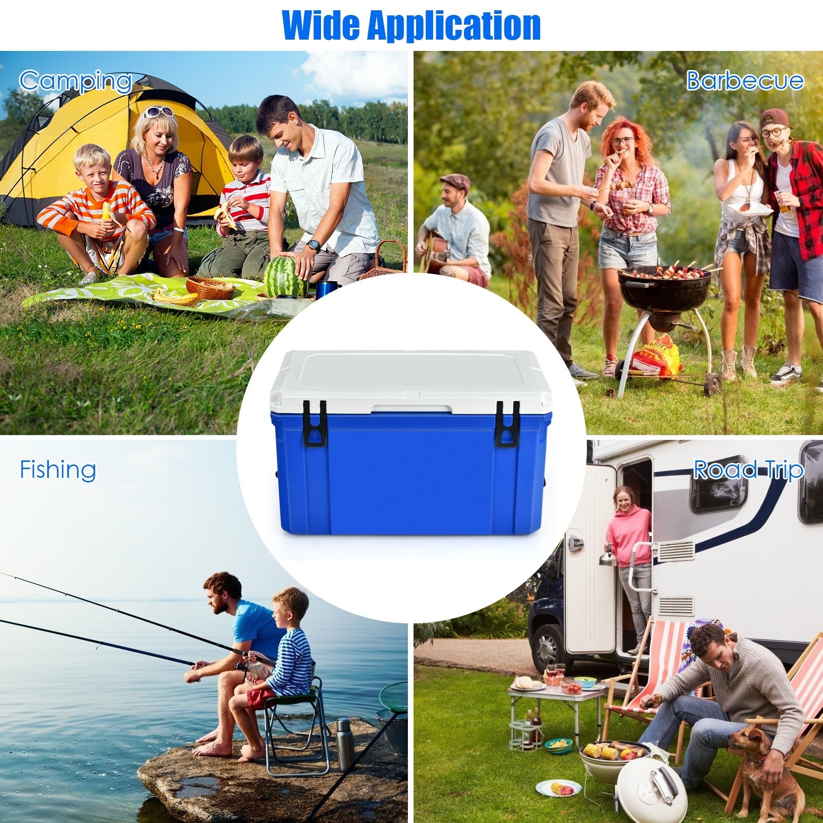 Giantex Portable Cooler, 79 Quart 3-4 Days Camping Ice Chest, PE & PU Materials