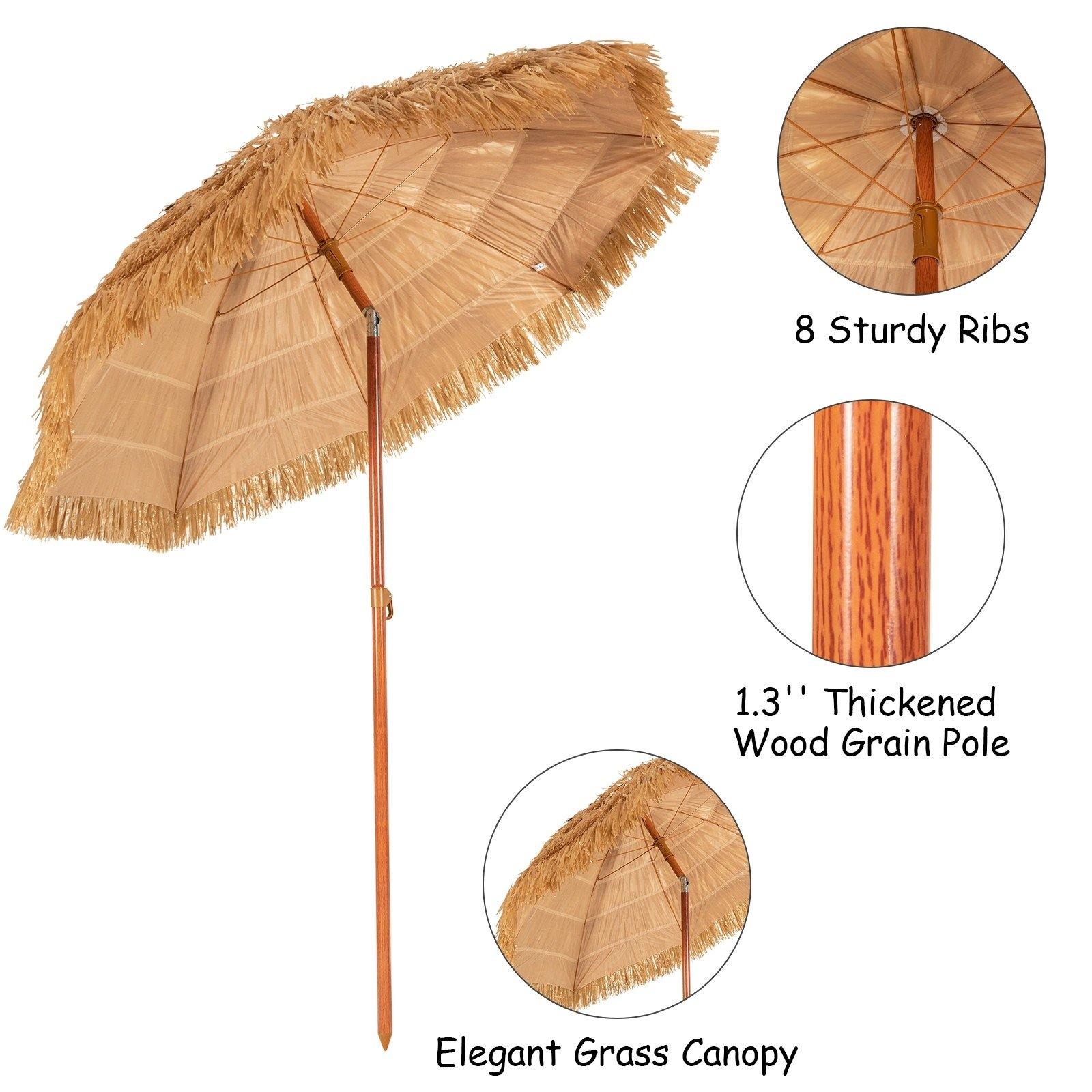 Giantex 6.5 Ft Thatched Patio Umbrella, Hawaiian Tiki Umbrella - Giantexus