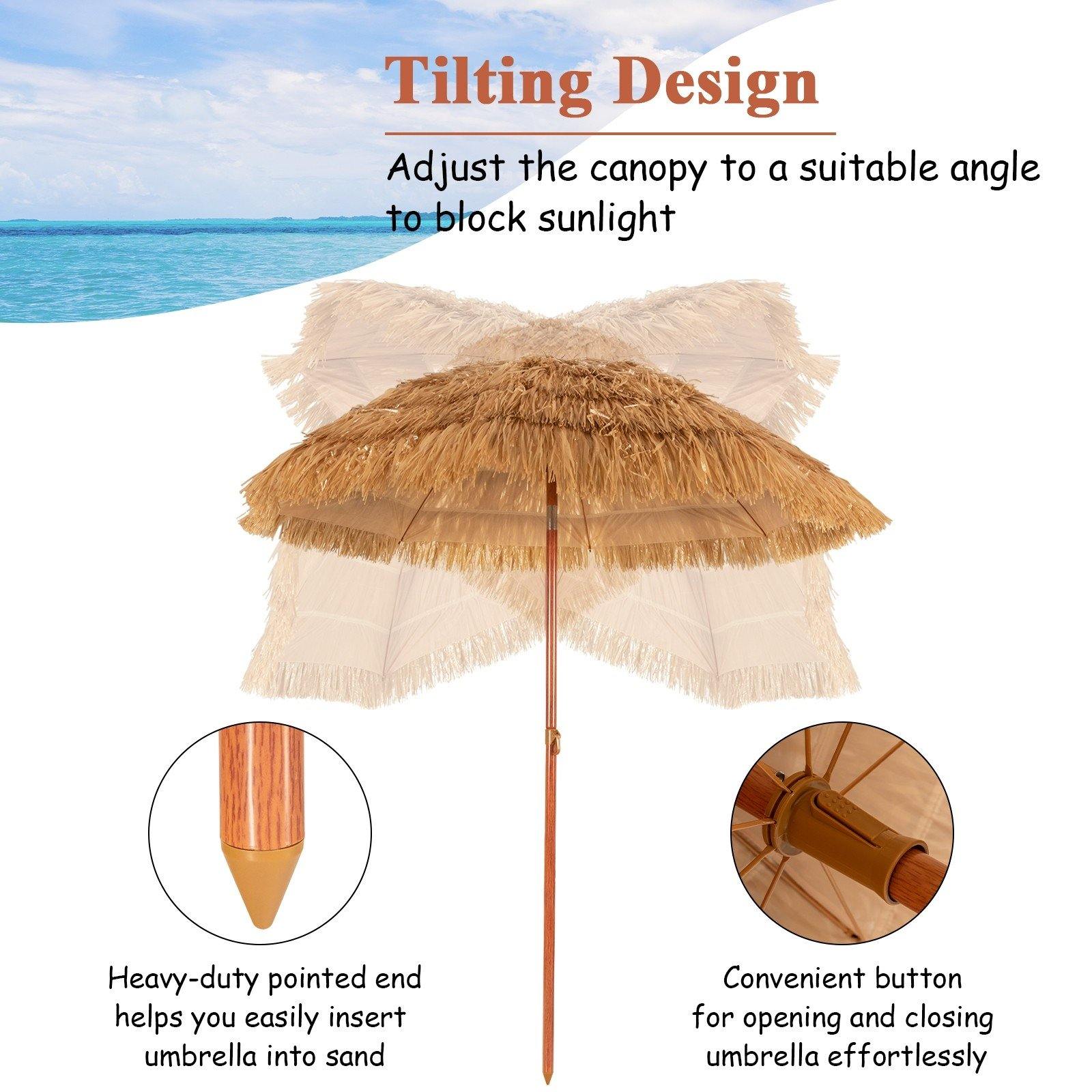 Giantex 6.5 Ft Thatched Patio Umbrella, Hawaiian Tiki Umbrella - Giantexus