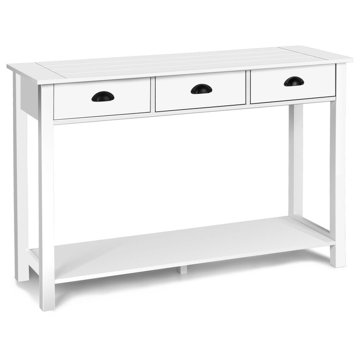 Console Sofa Table with 3 Drawers, Sofa Side Table with Shelf