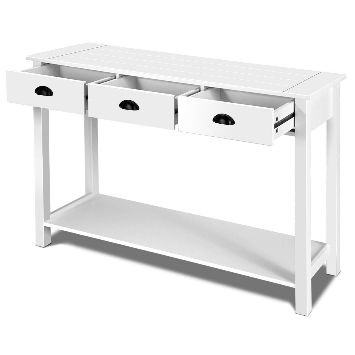 Console Sofa Table with 3 Drawers, Sofa Side Table with Shelf