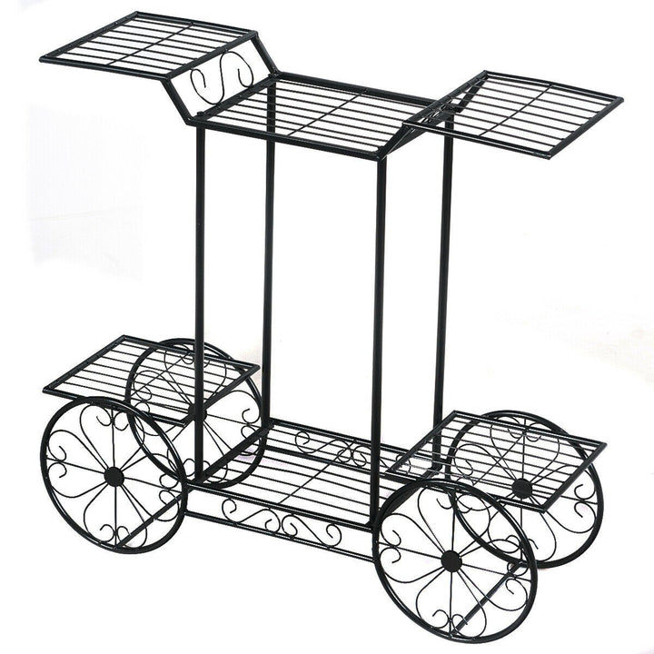 Giantex Garden Cart Metal Plant Stand with 4 Decorative Wheels