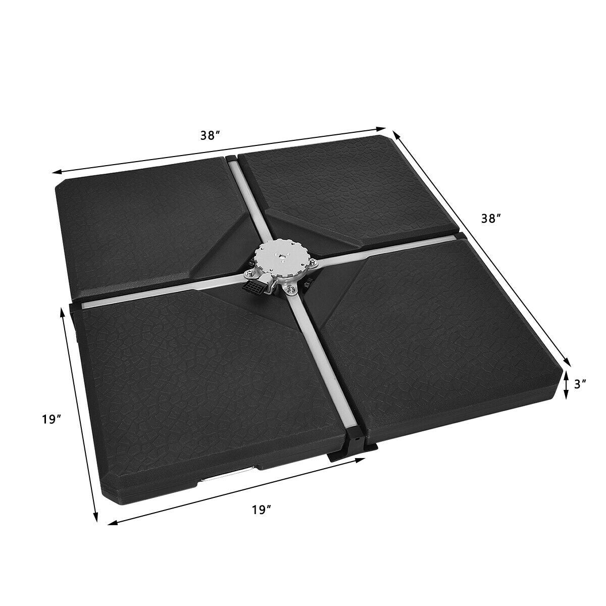 4PCS 238lbs Square Patio Umbrella Base 38"X38" Black - Giantexus