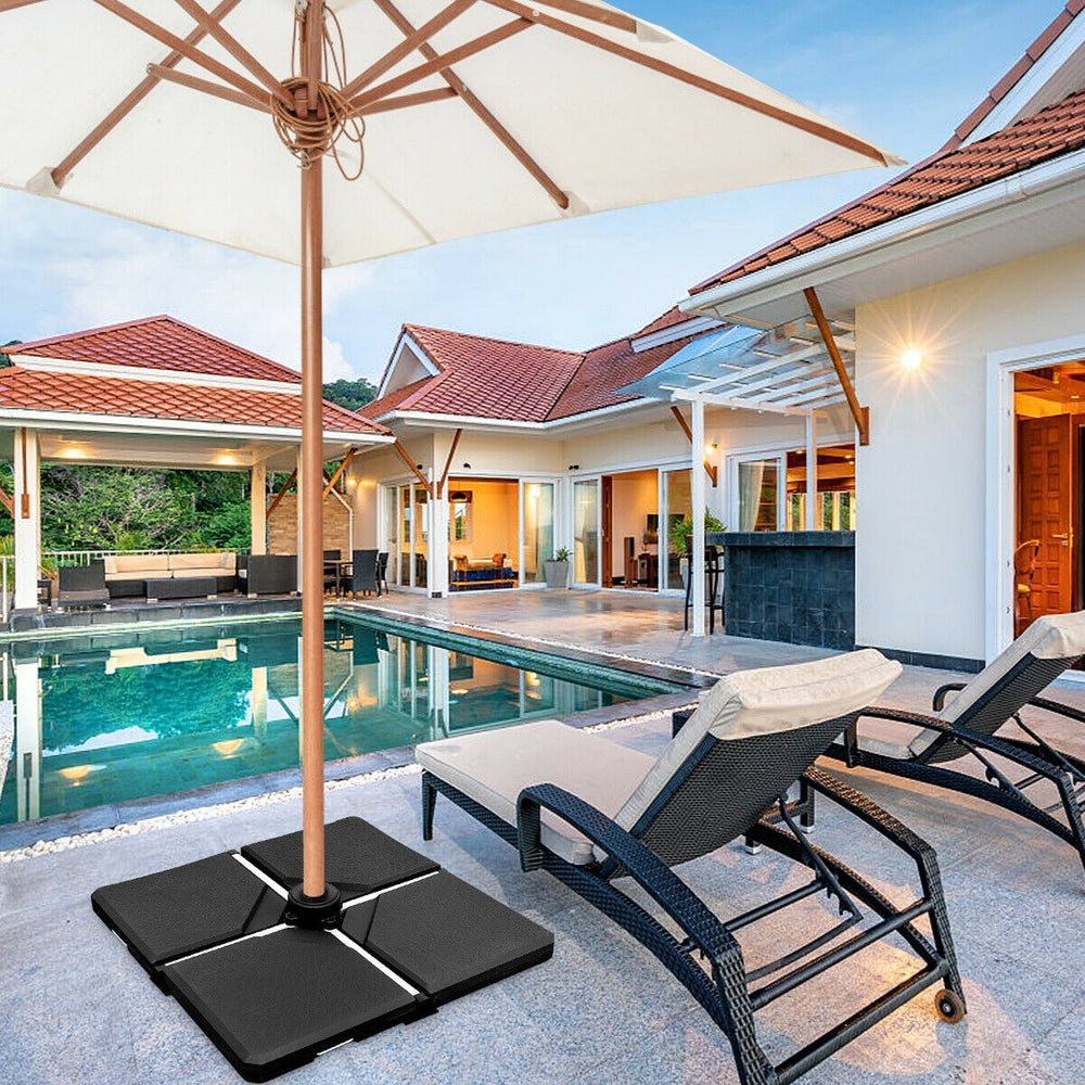 4PCS 238lbs Square Patio Umbrella Base 38"X38" Black - Giantexus