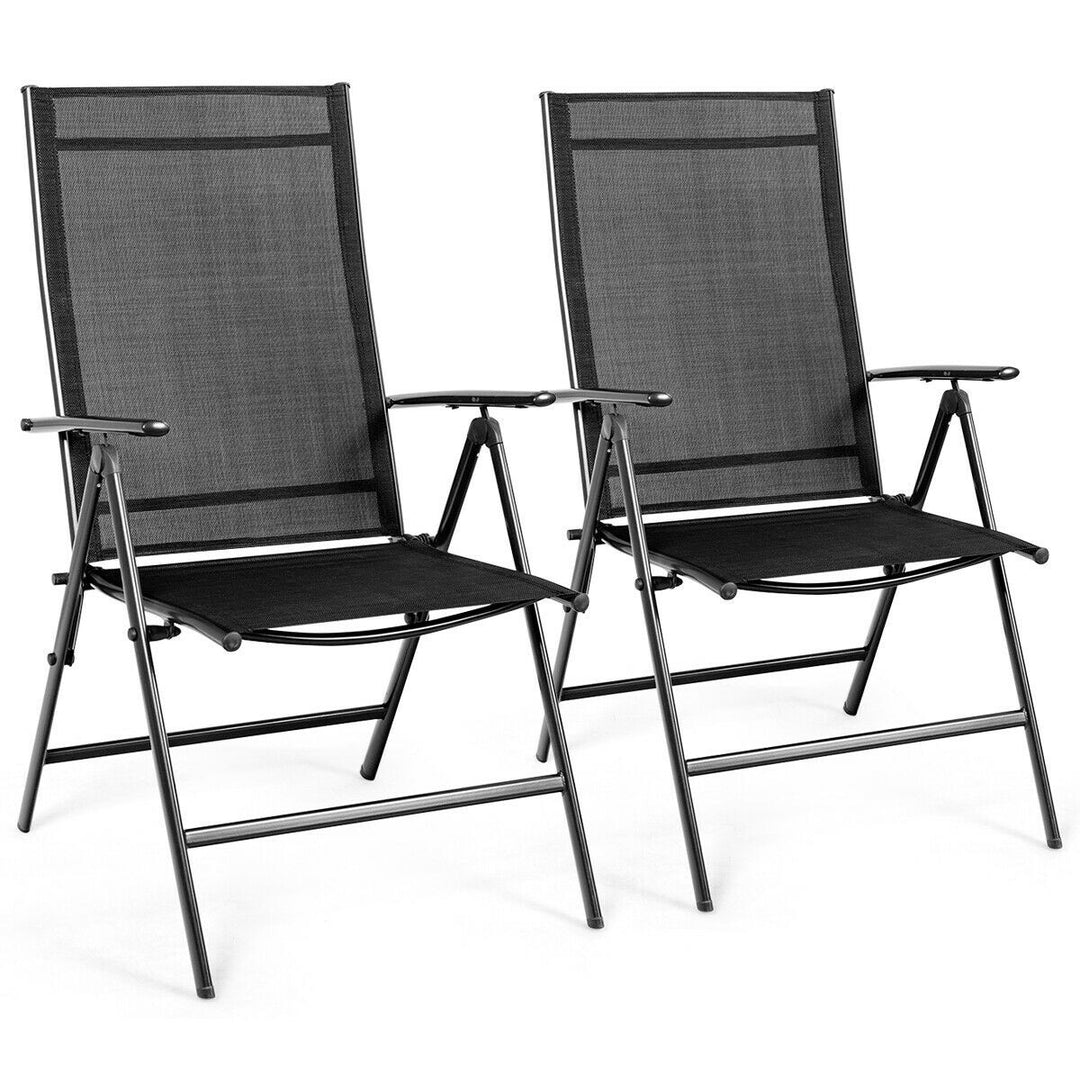 Giantex Set of 2 Patio Dining Chairs, Folding Outdoor Chairs (Black)