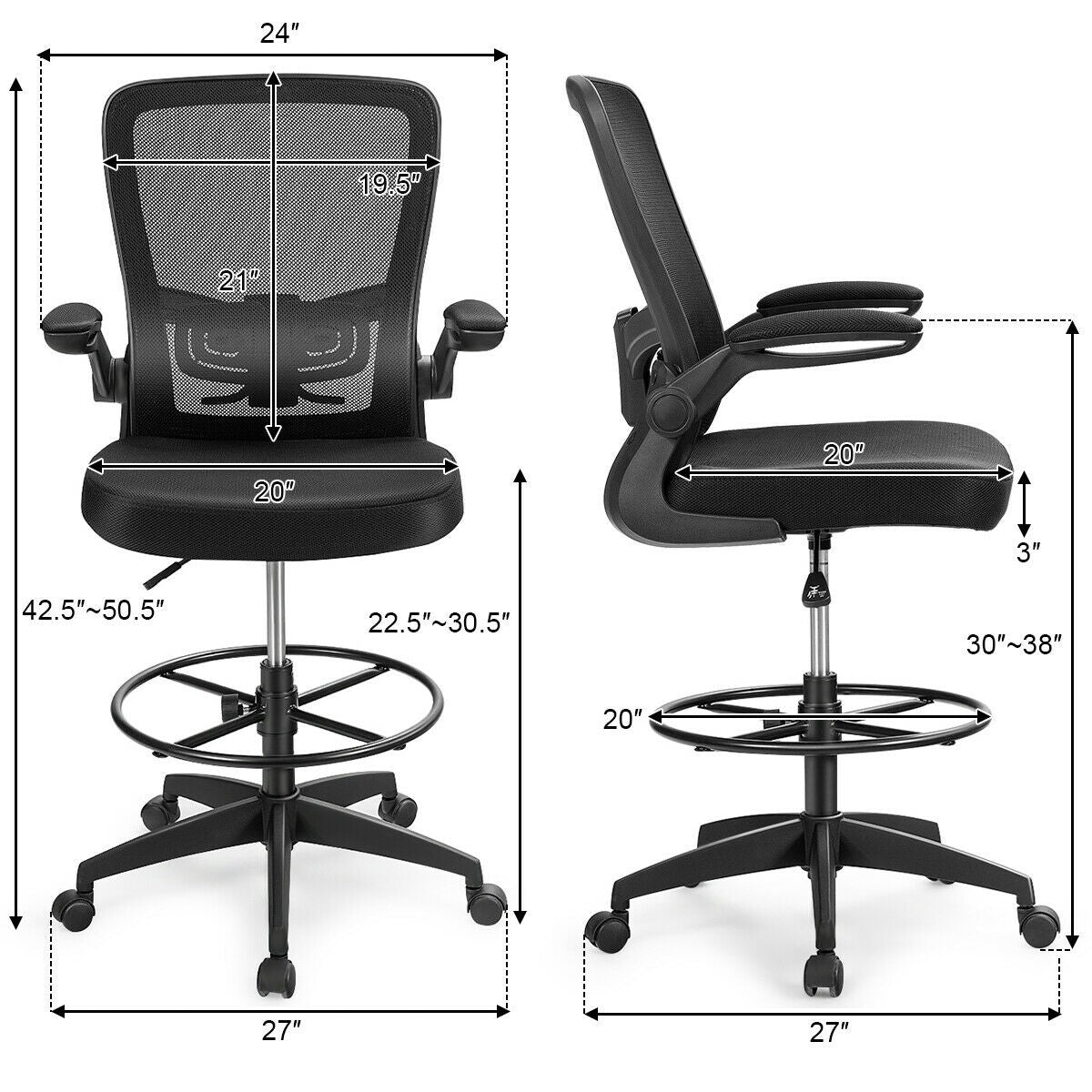 Drafting Chair High Back Office Chairs