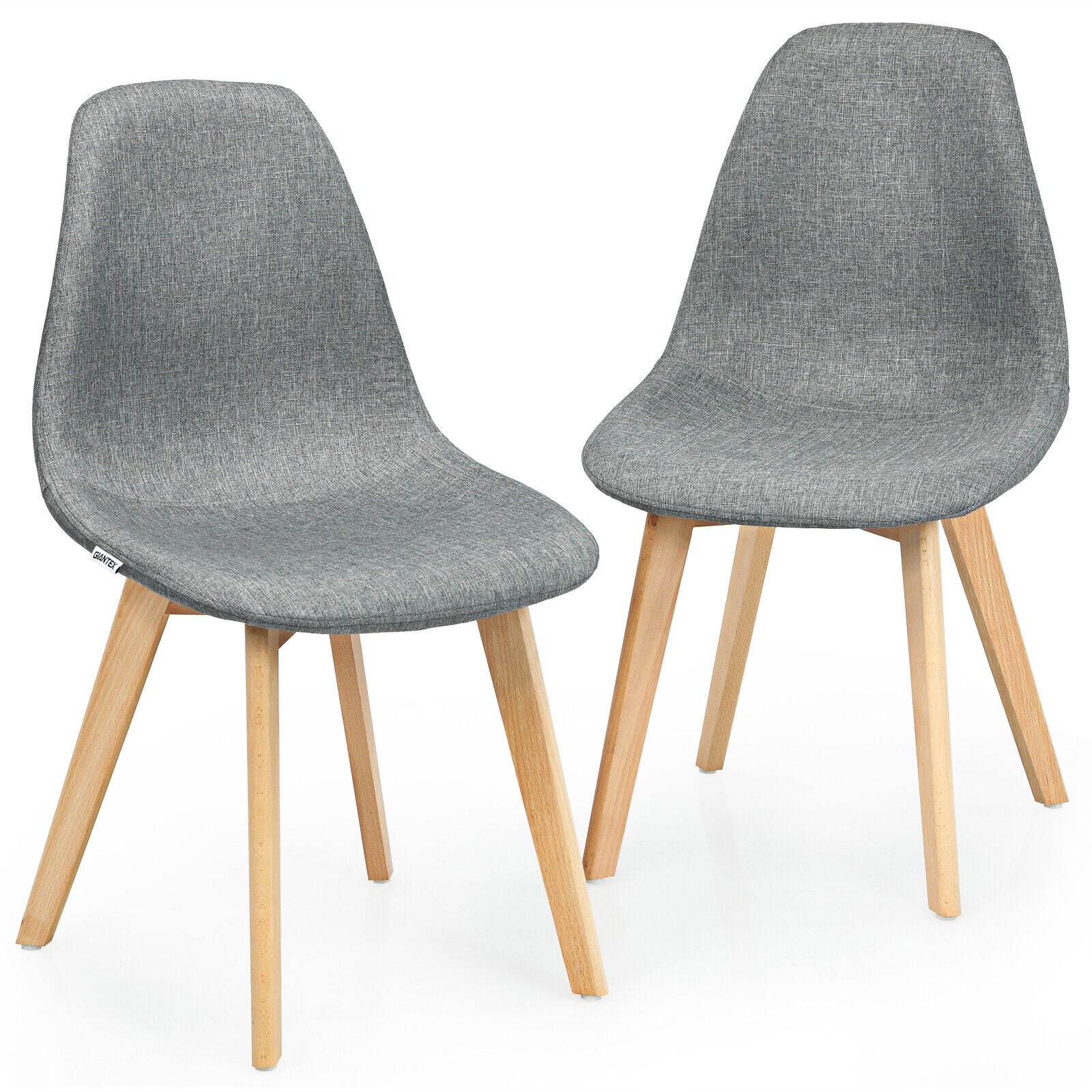 Giantex Set of 2 or 4 Modern Fabric Dining Chairs, Upholstered Accent Chair, Grey