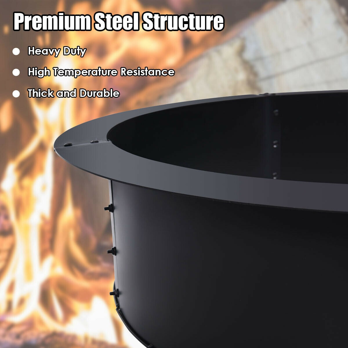 Fire Ring Heavy Duty Thick Solid Steel Fire Pit Liner
