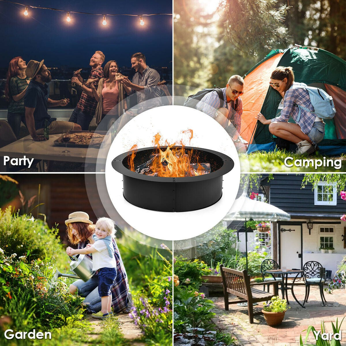Fire Ring Heavy Duty Thick Solid Steel Fire Pit Liner