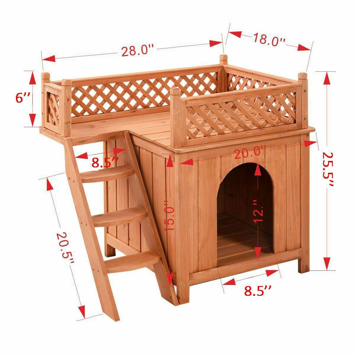 Wooden Dog Room Shelter with Stairs - Giantex