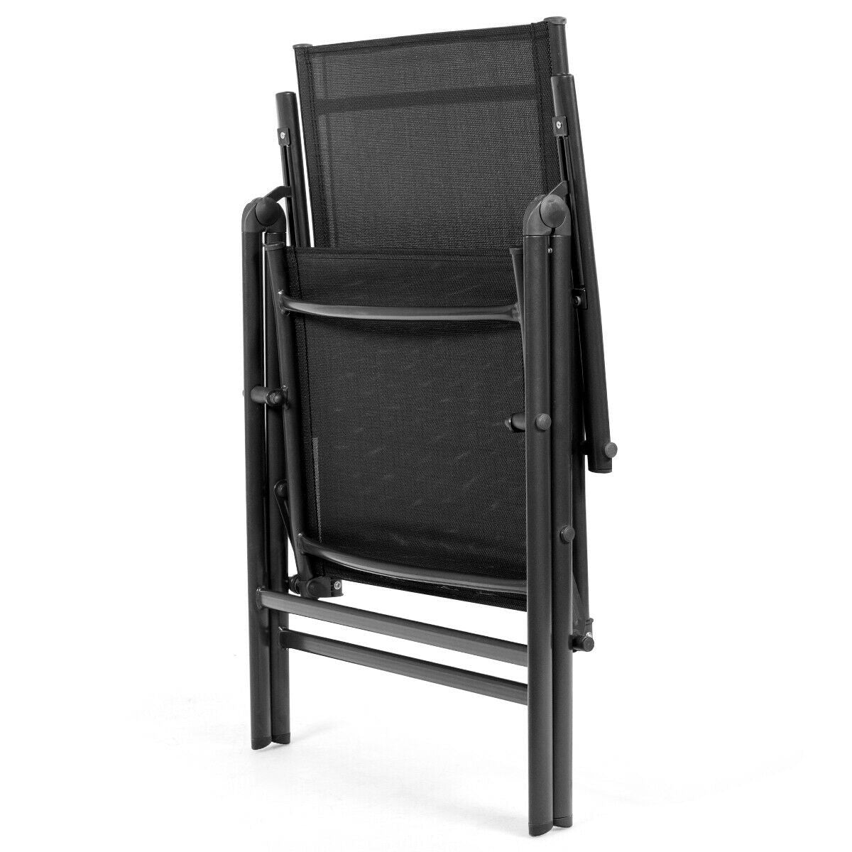 Giantex Set of 2 Patio Dining Chairs, Folding Outdoor Chairs (Black)