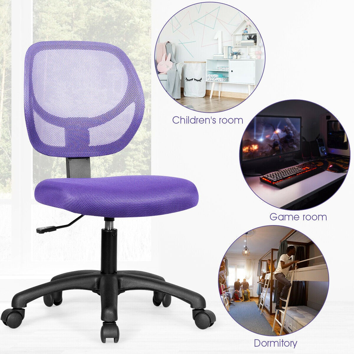 Kids Desk Chair, Mesh Teens Computer Chair with Wheels