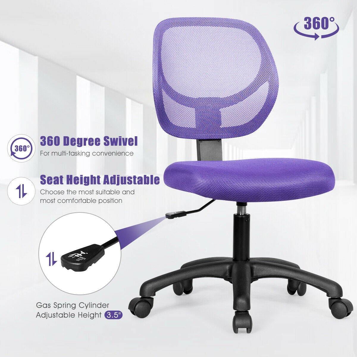 Kids Desk Chair, Mesh Teens Computer Chair with Wheels