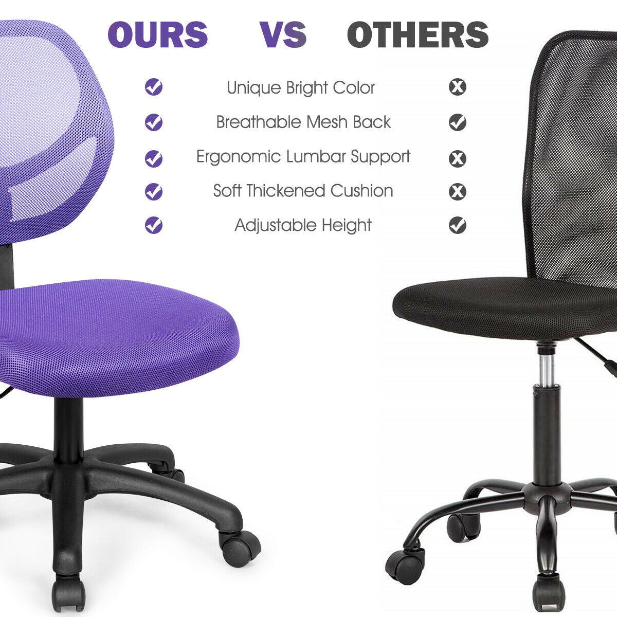 Kids Desk Chair, Mesh Teens Computer Chair with Wheels
