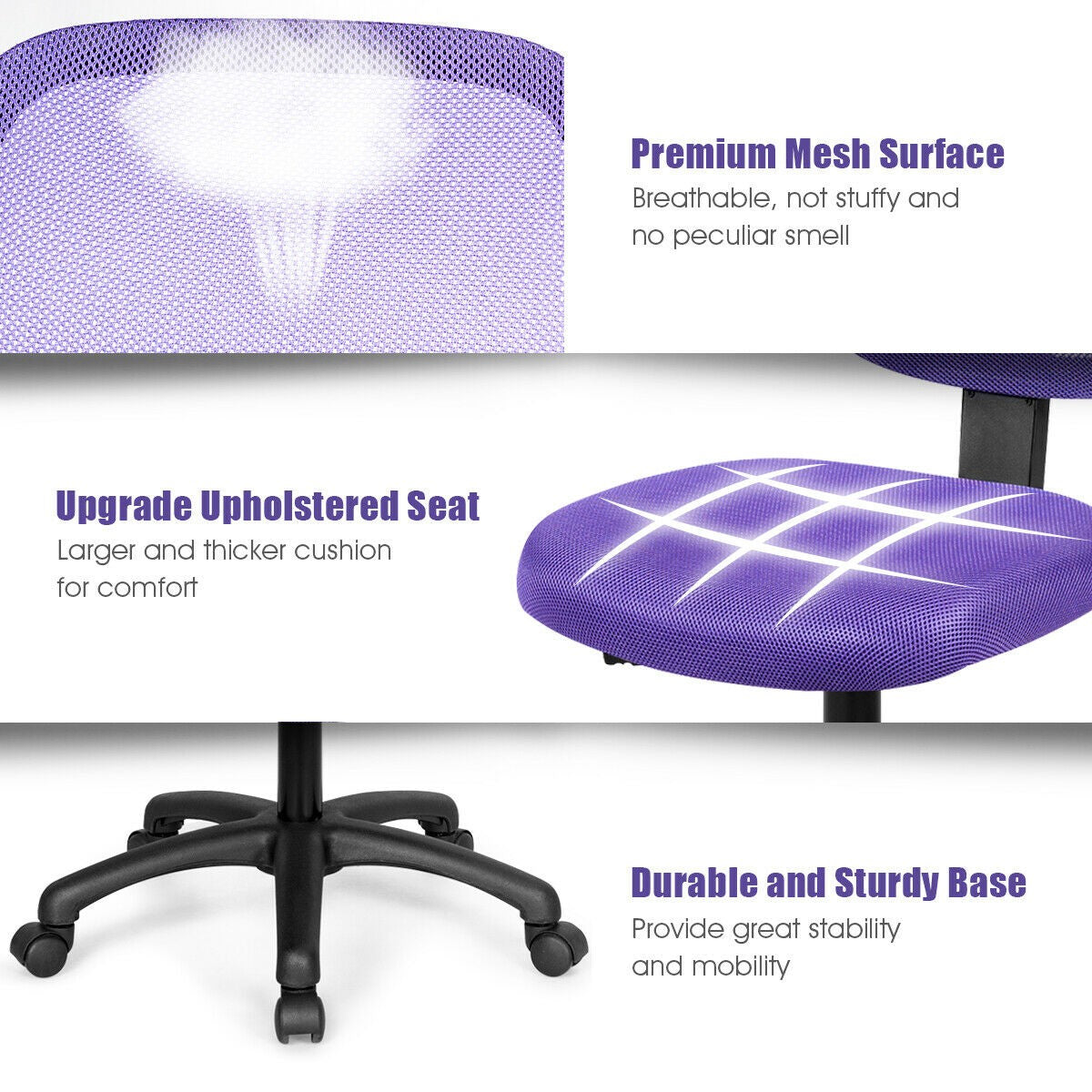 Kids Desk Chair, Mesh Teens Computer Chair with Wheels