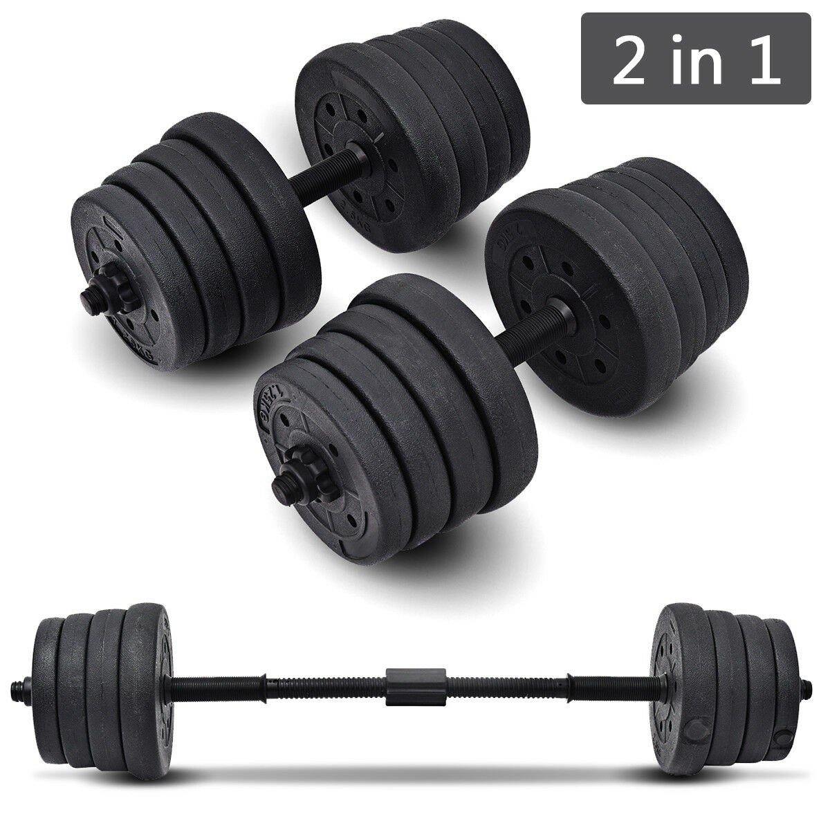 Giantex 66LB Weight Dumbbell Set Adjustable Cap Gym Barbell - Giantexus