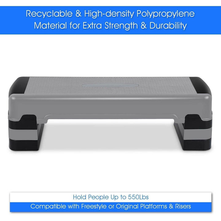 Giantex 35" Aerobic Step, Non-Slip Surface, Height-Adjustable 6" - 8" - 10" Step Aerobics Platform - Giantexus