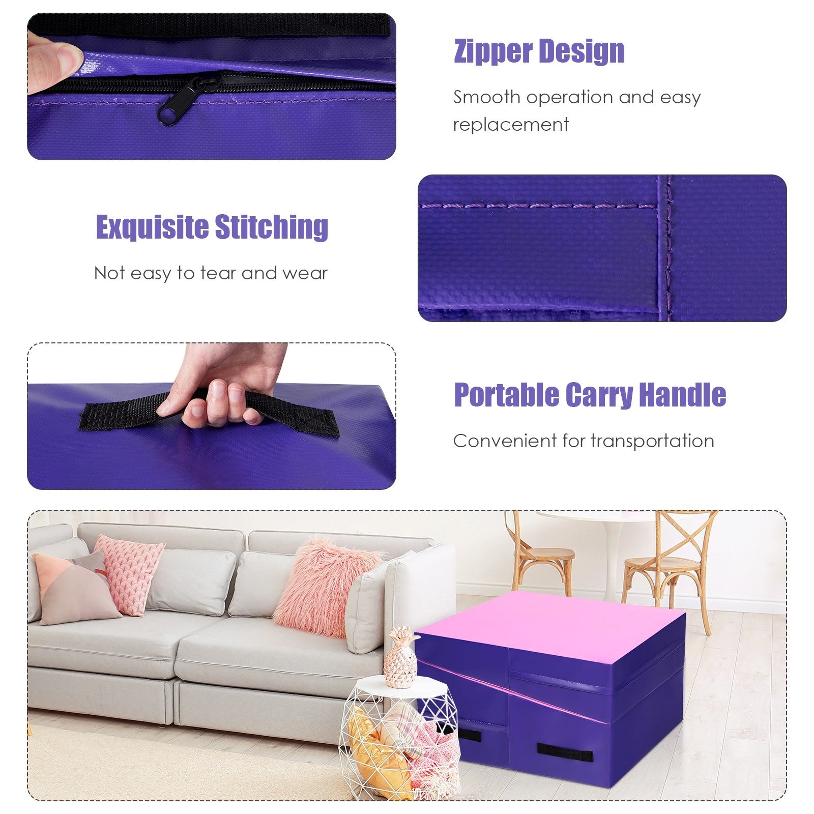 Incline Gymnastics Mat, w/Carrying Handles, Cheese Wedge Gymnastics Tumbling Mat - Giantexus