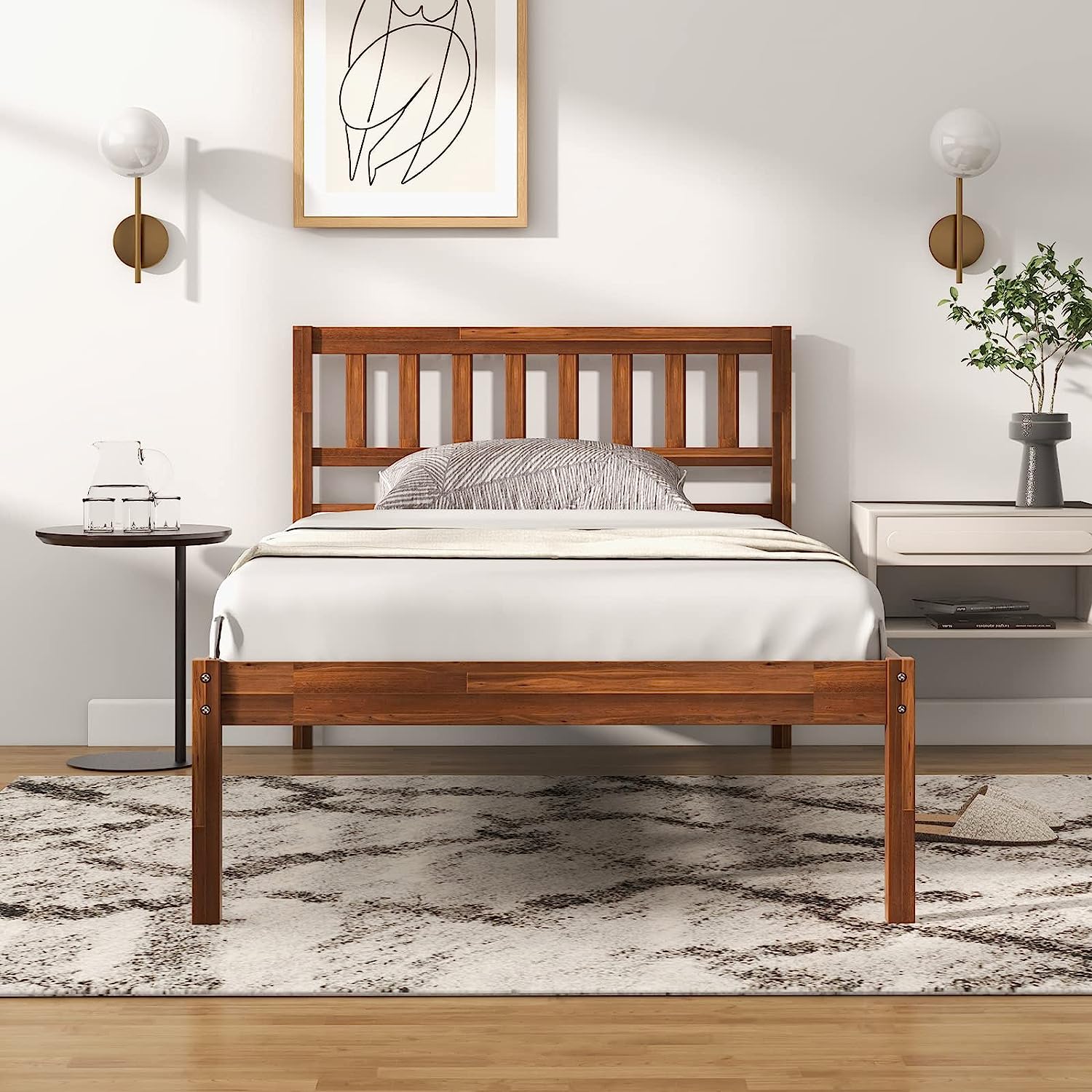 Giantex Wood Bed Frame with Headboard