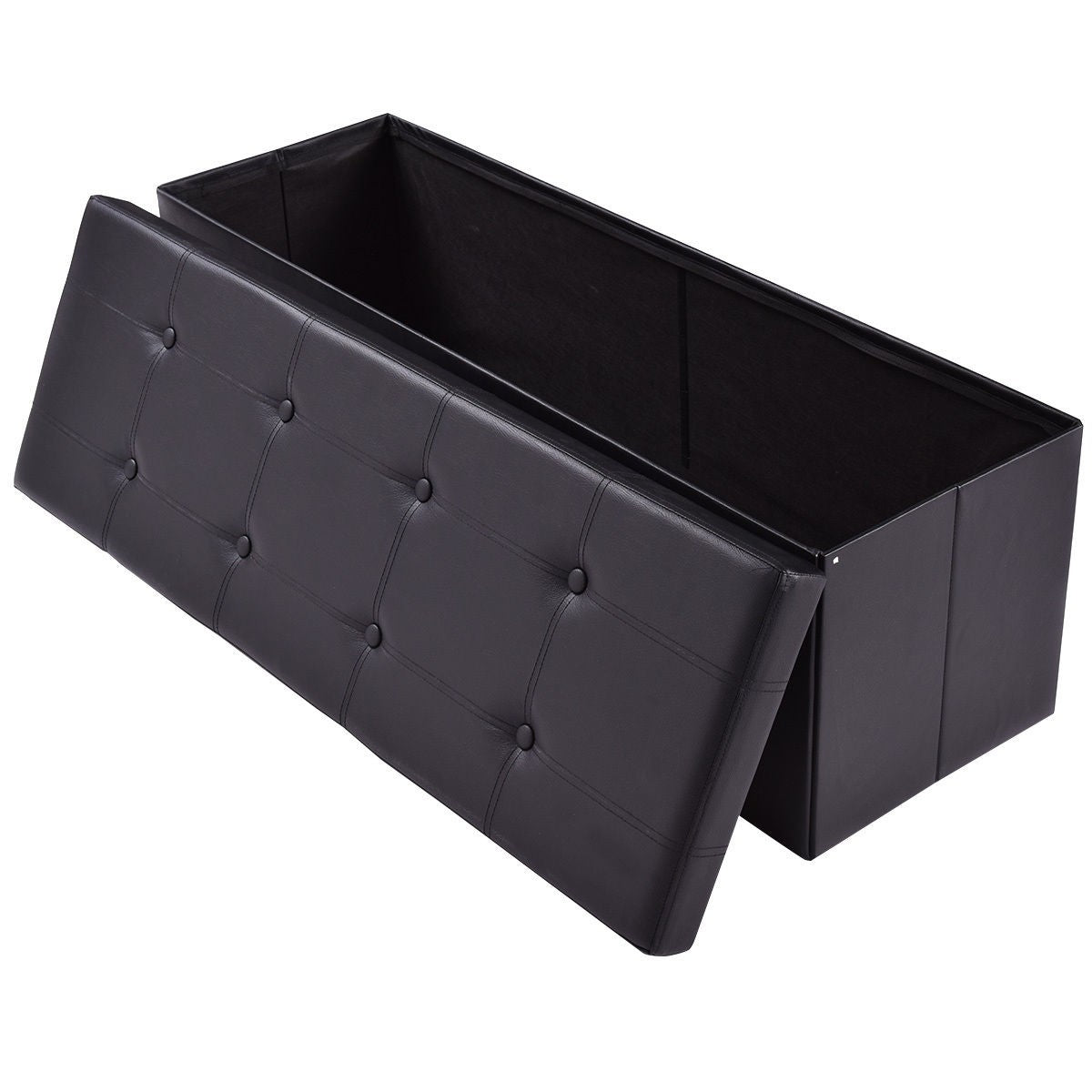Giantex 45" Folding Storage Ottoman Bench, Faux Leather