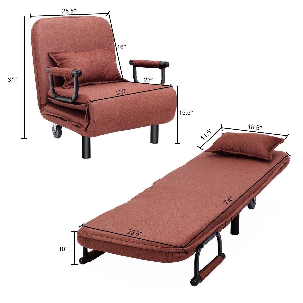 26.5" Folding Arm Chair  can Convertible Sofa Bed